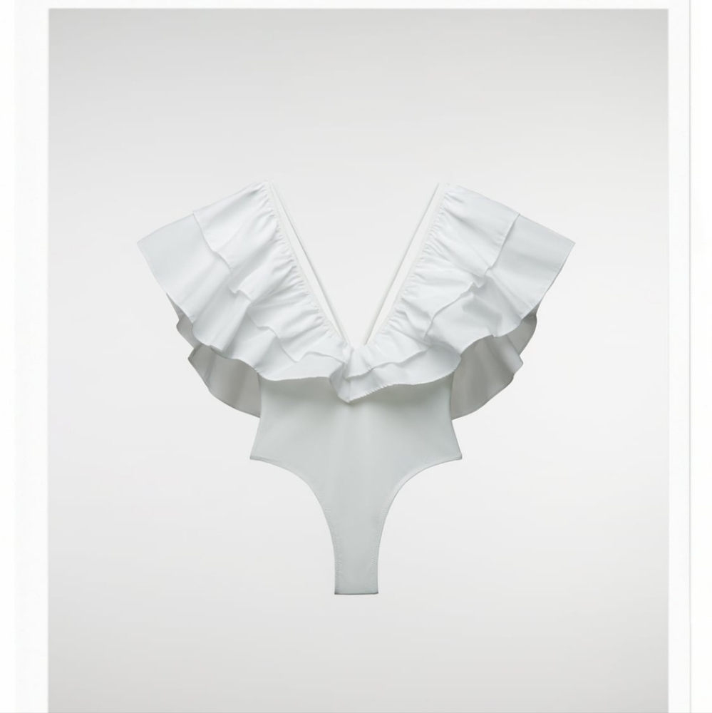 Zara LARGE RUFFLE SWIMSUIT - Picture 8 of 11